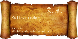 Kalita Andor névjegykártya